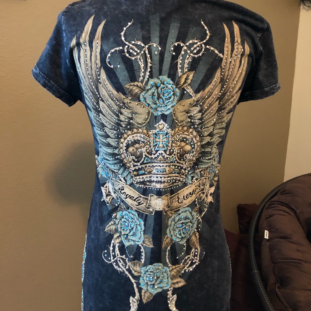 Katydid V-Neck Tee w/ Rhinestone Embellishments